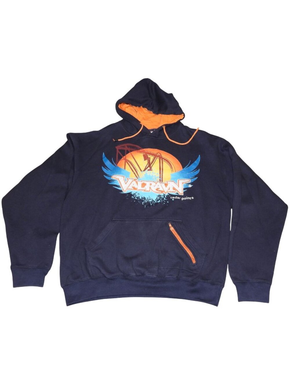 Cedar Point Hoodie Sweatshirt Valravn Roller Coaster Amusement Park Men's Large